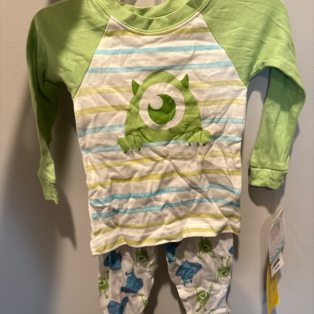Green and Striped Monster Pajama Set